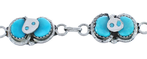 Native American Zuni Sterling Silver Turquoise Snake Bracelet JX122240